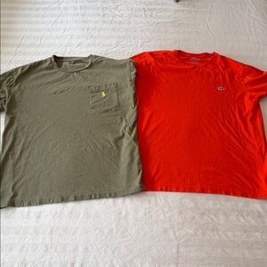Lacoste & Polo Ralph Lauren 2 Short Sleeve Cotton Crewneck Tees Mens Small